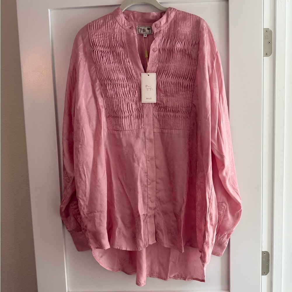 Milly Pink Button-Up Blouse